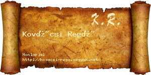 Kovácsi Regő névjegykártya